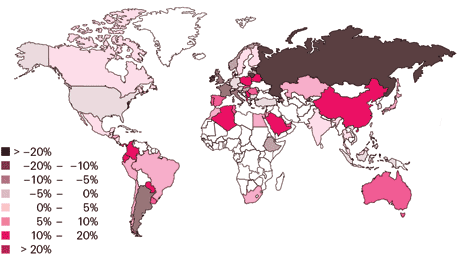 Реальный рост премий по страхованию жизни в 2008 году 